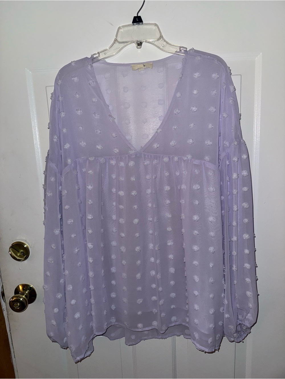 Entro lavender XL long sleeved textured tunic smock style top